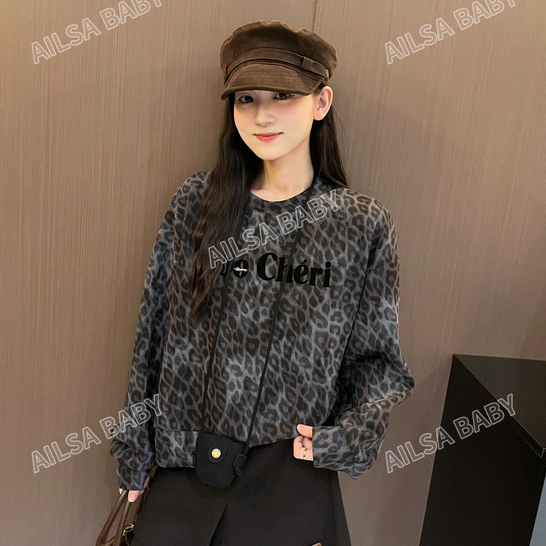 【AILSA BABY】欧货配挂包豹纹卫衣/91302A