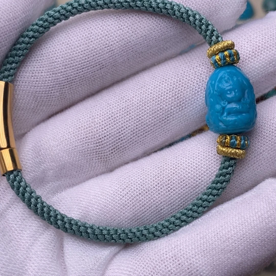 绿松石未镶嵌绿松石三面佛手链