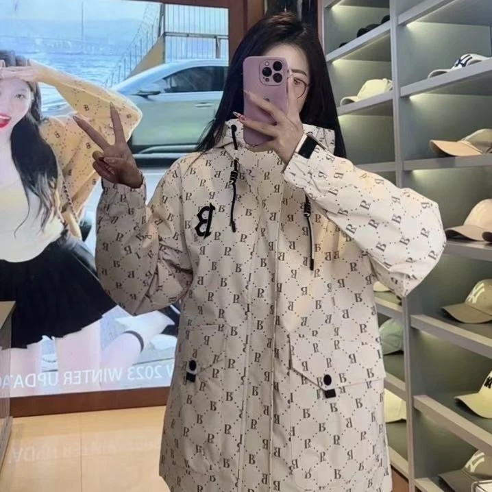 新款经典老花情侣休闲宽松夹克外套女春秋款户外情侣同款夹克外套