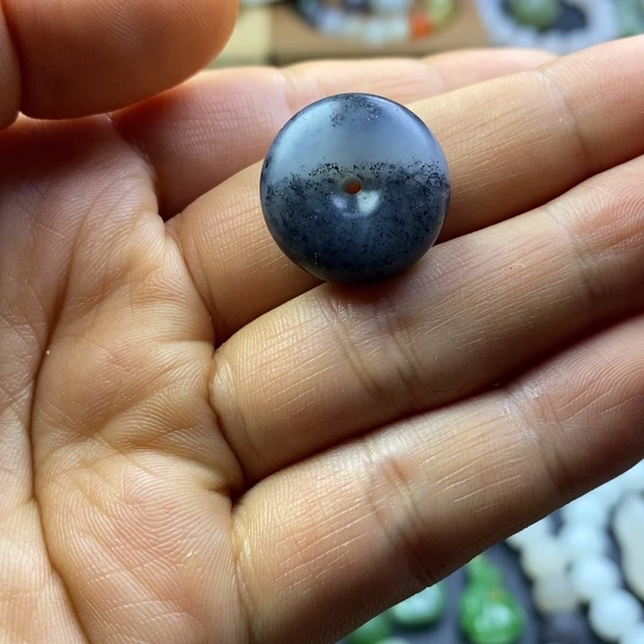 和田玉未镶嵌珠宝半成品青花平安扣卡19