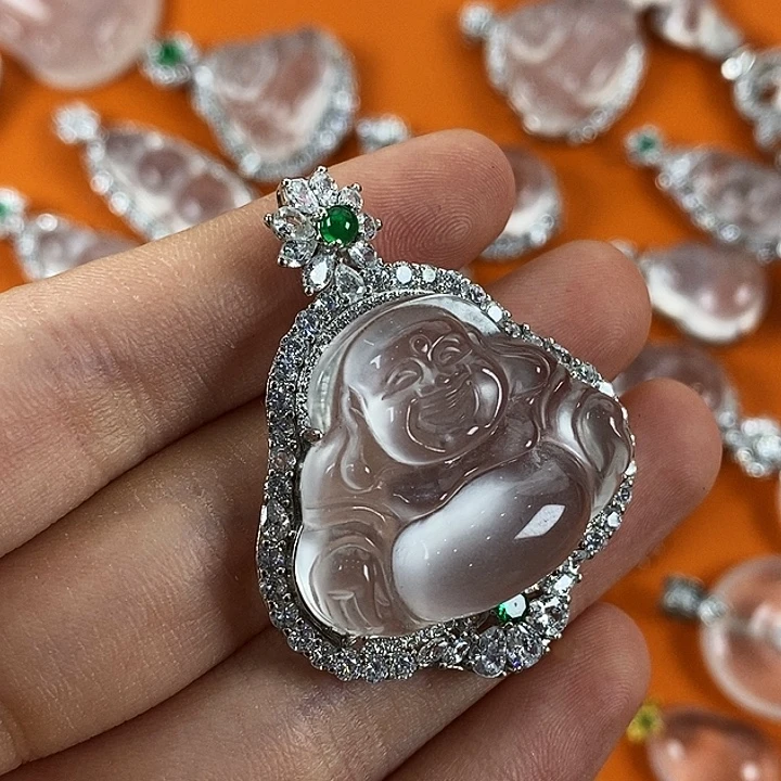 石英质玉银S925镶嵌颈饰