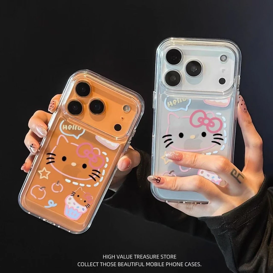 蛋糕kt猫适用苹果17Promax手机壳大孔15/16Pro透明软壳12/13P防摔