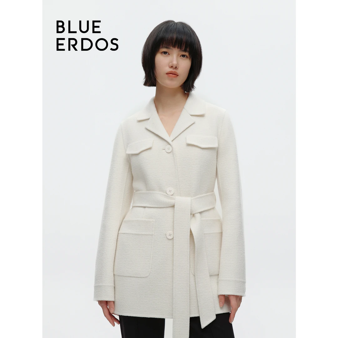 BLUE ERDOS春夏新品高智感通勤风简约系带翻领外套女B246K6007