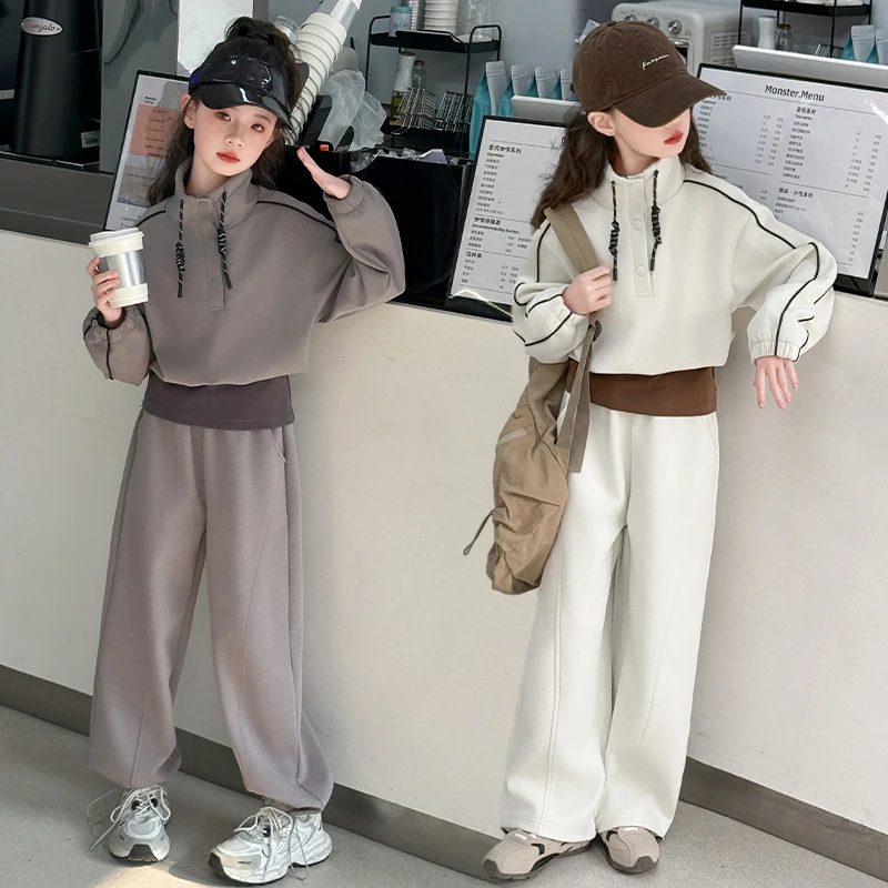 女童春装卫衣套装2025新款儿童春秋6-12岁15岁休闲时髦洋气两件套