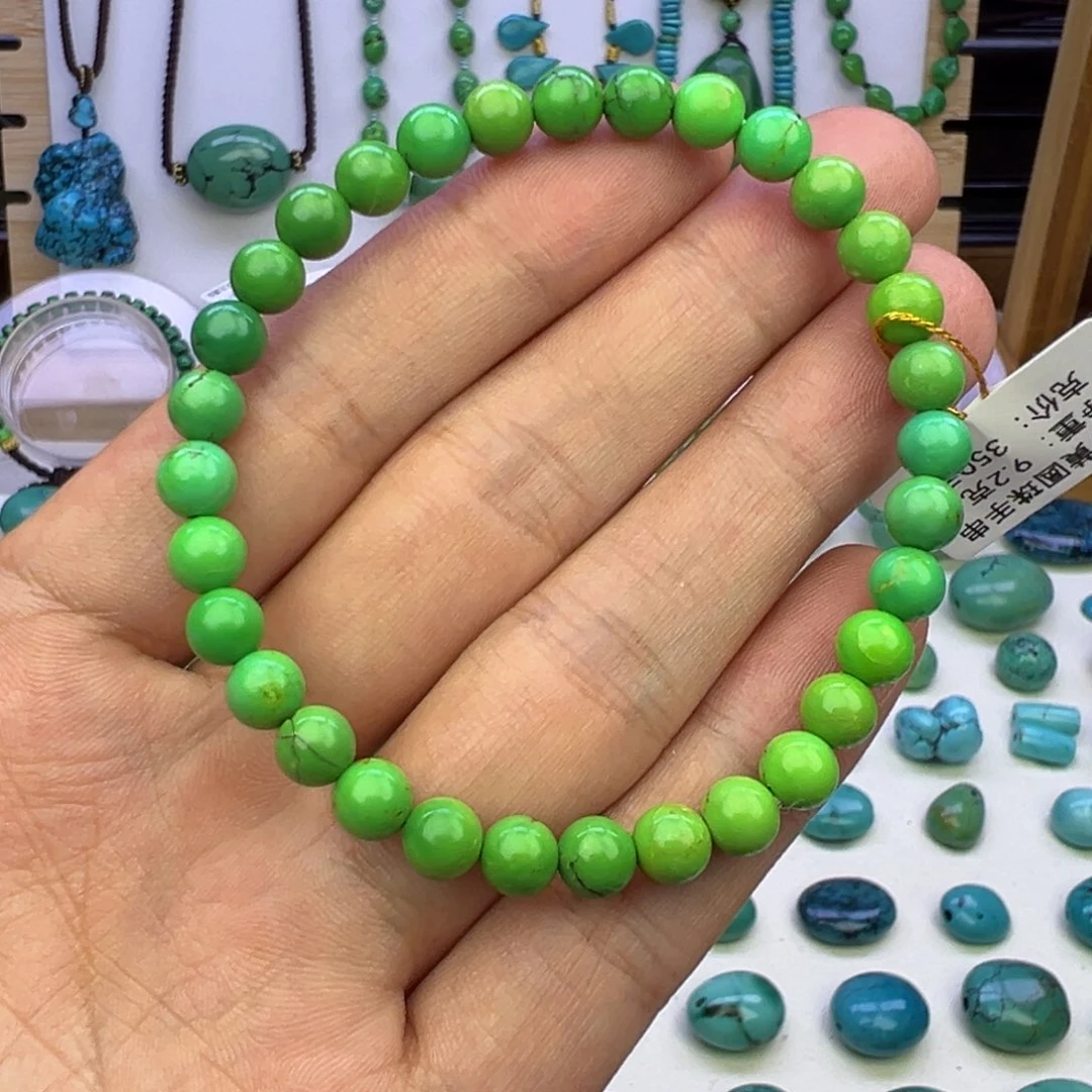 菜籽绿玉化圆珠手串