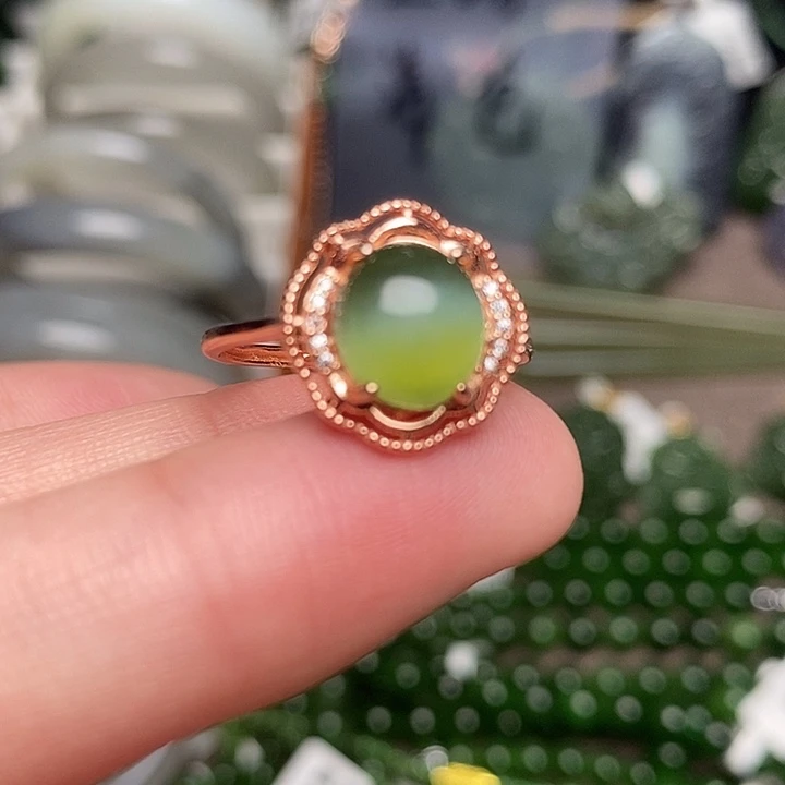 和田玉银S925镶嵌戒指