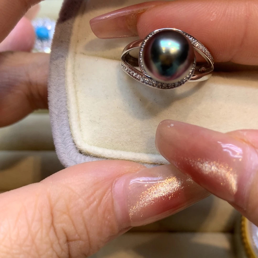 银S925镶嵌戒指海水珍珠