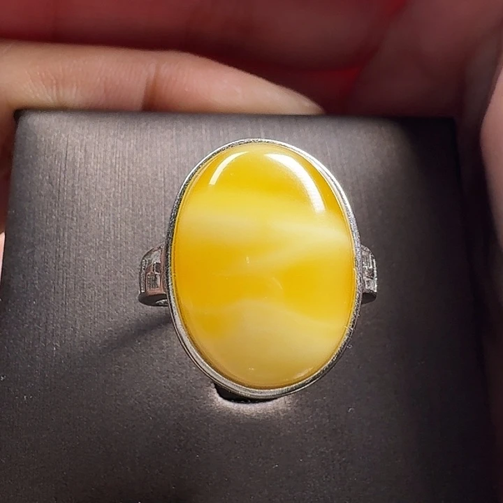 快***＠蜜蜡银S925镶嵌戒指戒指