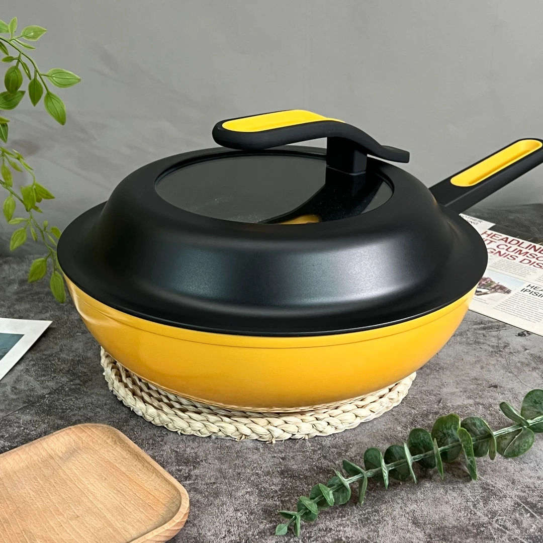 【Tilumos】明星款高颜值黄色不粘炒锅全钢底瑞士ILAG涂层不挑灶