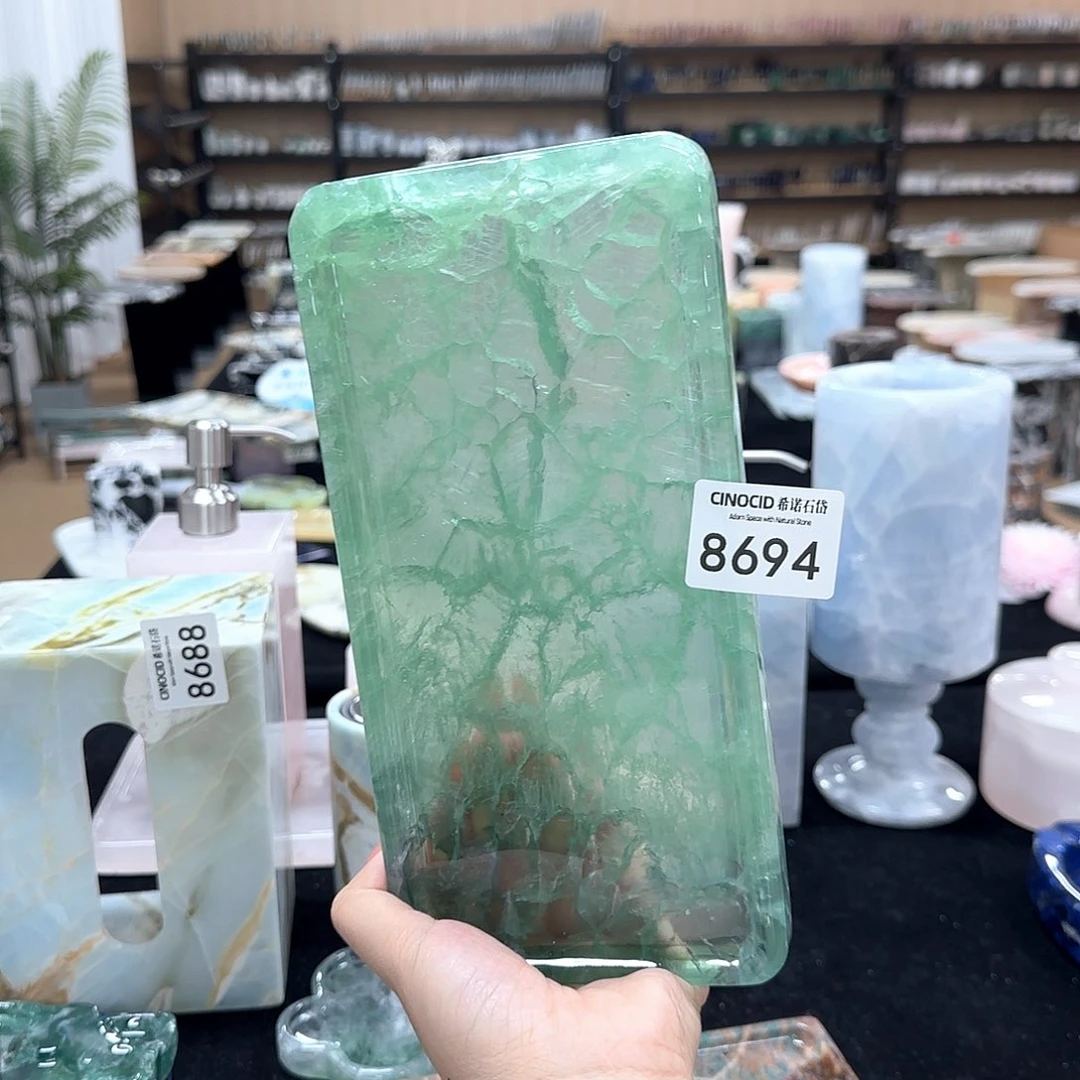 石材绿水晶小长方8694
