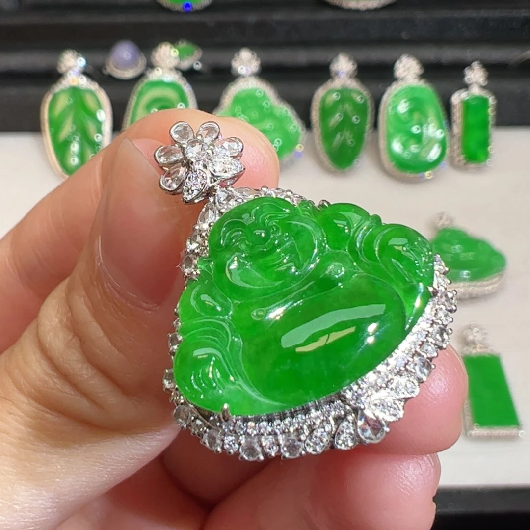 翡翠吊坠(不含链)18K金镶嵌不**起