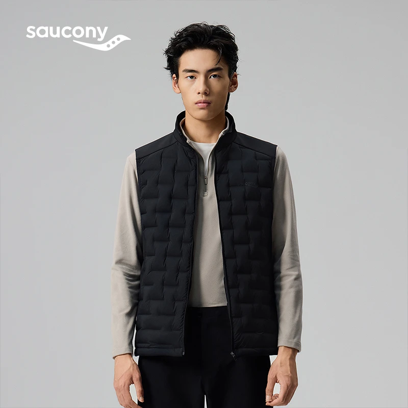 Saucony索康尼男子轻便透气官方正品跑步训练弹力保暖羽绒马甲
