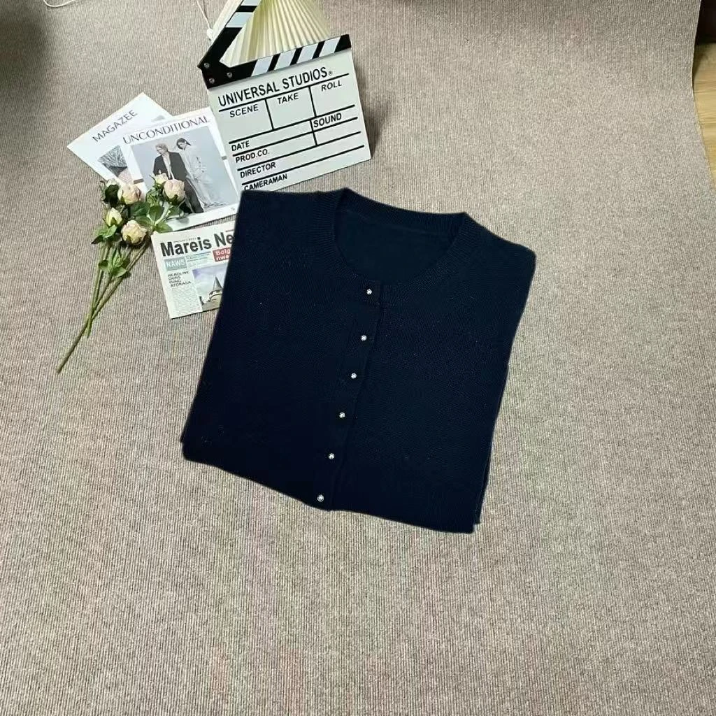 『朱小姐』“上升花”清仓微瑕格雷系圆领针织开衫女毛衣  J016