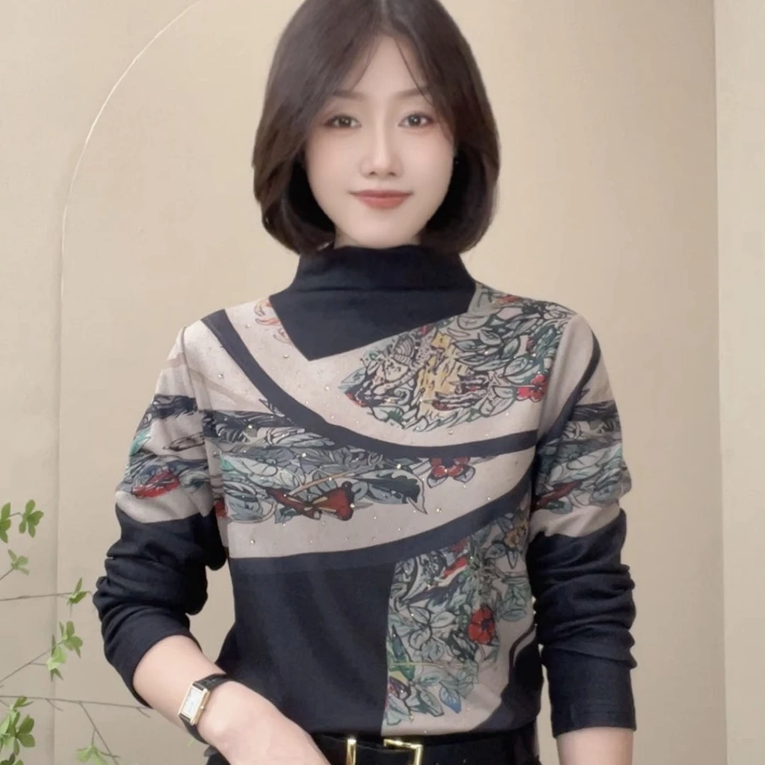 国风时尚减龄上衣风景民族风圆领套头印花减龄T恤