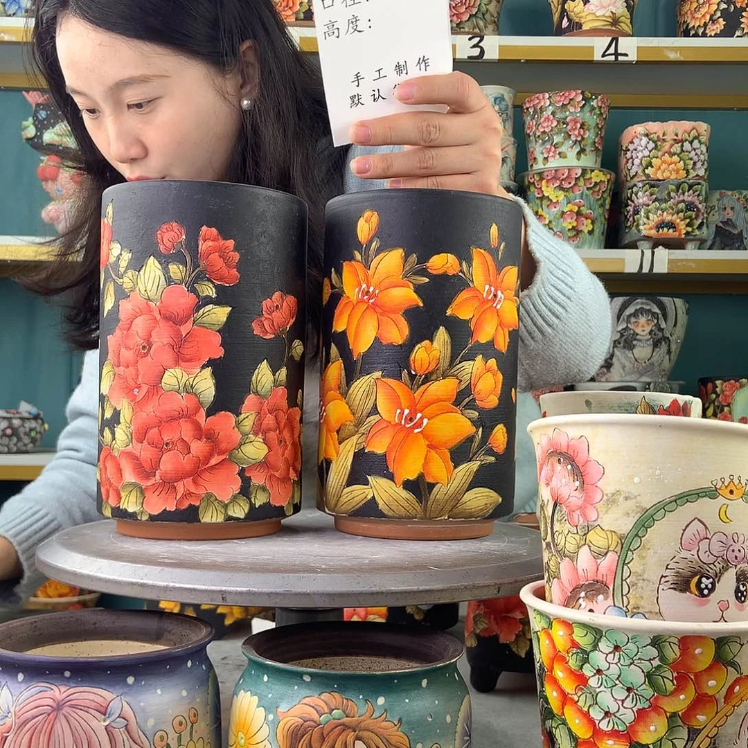 橙***ᐝ陶景德镇手工花盆660