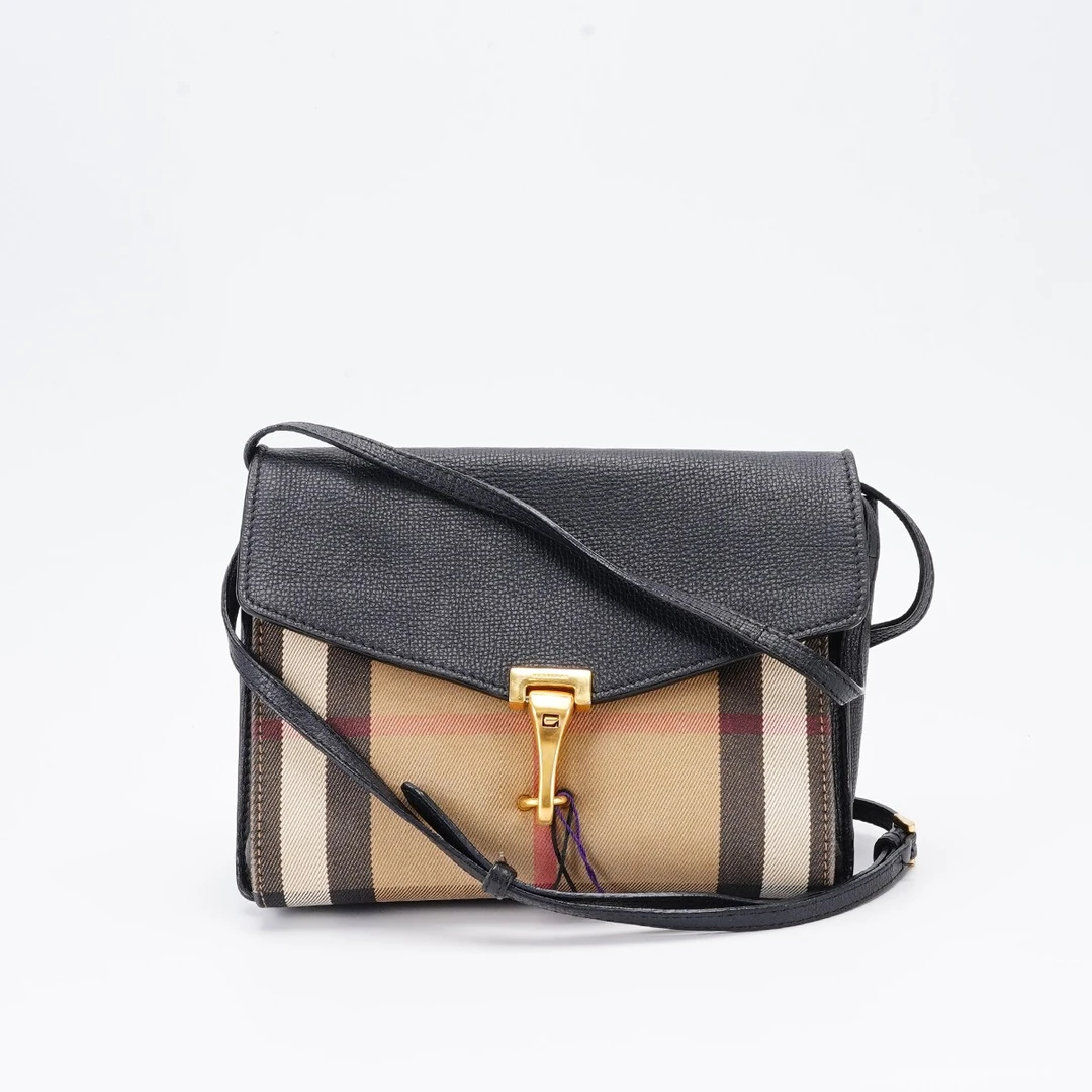 95新 BURBERRY/博柏利 【静文】信封邮差包格纹拼黑色/BG22010321