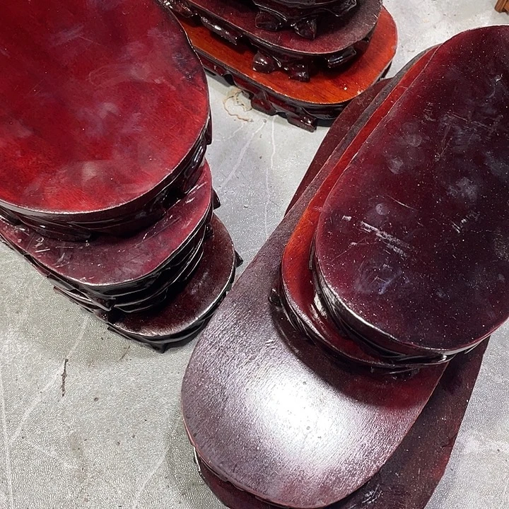 从***始紫砂红木底座工艺品红木底座工艺品3堆12个