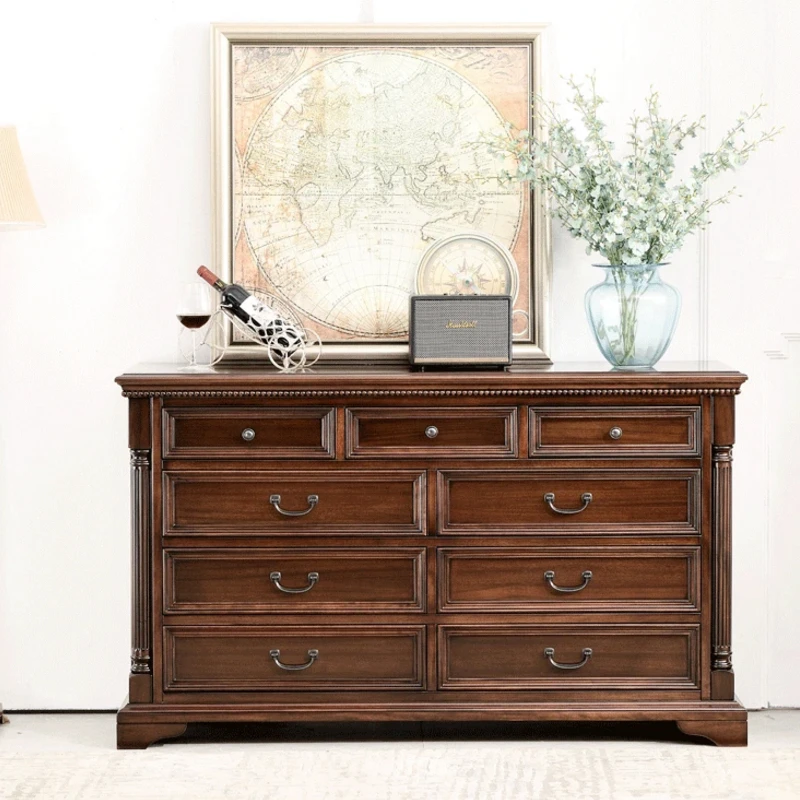 美式复古斗柜欧式实木七斗柜卧室储物柜落地小户型客厅五斗橱房间