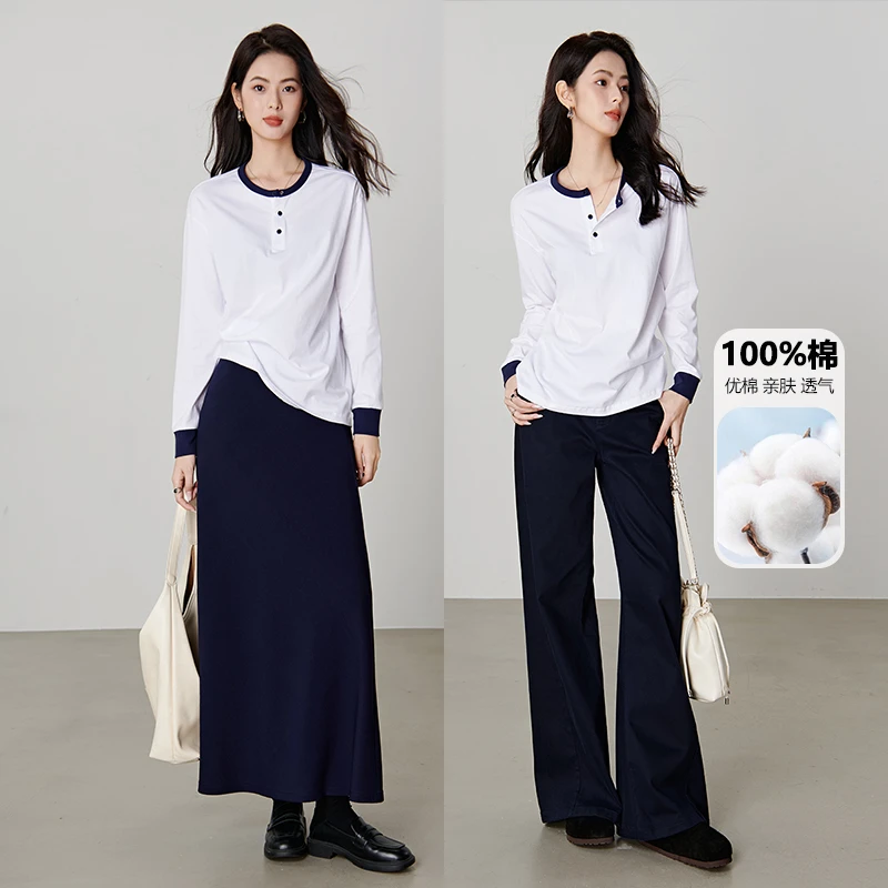 晚白【新品】2025随性干练百搭T恤衫女25062315