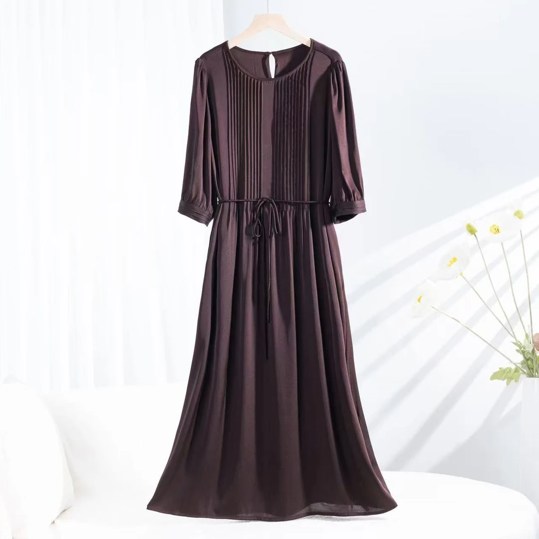 【佳润服饰专属】水墨佳人夏季女士长款桑蚕丝真丝连衣裙82498092