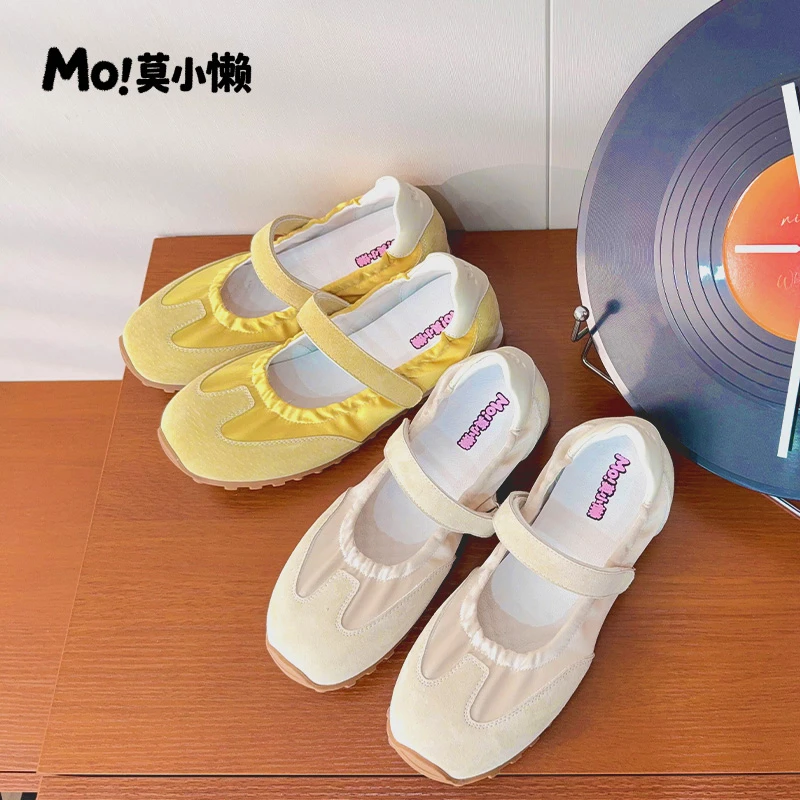 【MO莫小懒】2cm~复古玛丽珍25年夏季德训鞋魔术贴轻盈透气女鞋