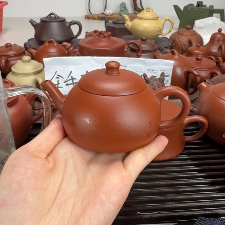茶壶紫砂朱泥全手半月