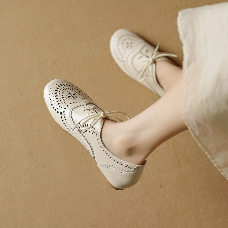 头层羊皮3cm～内增高法式镂空系带舒适百搭女气质深口单鞋春季韩版