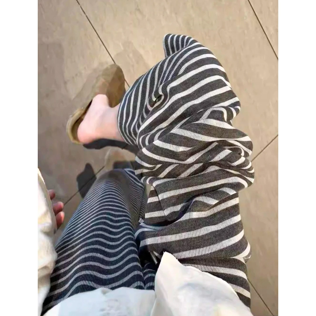 孕妇阔腿裤洋气时髦秋季外穿小个子条纹裤百搭弹力ins休闲糯米裤