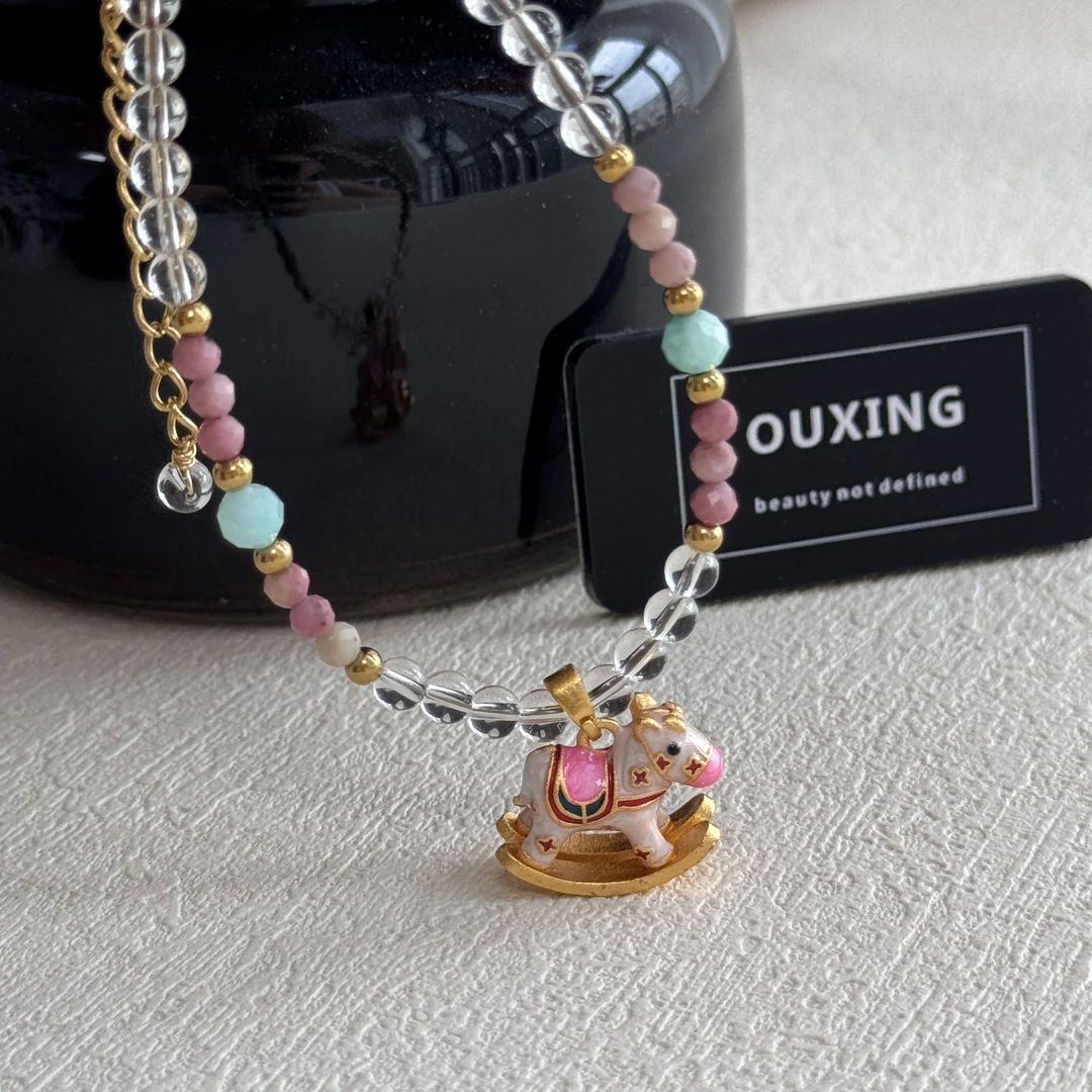 铜合金手链 [木马手链]夏日可爱珐琅彩百搭小众彩色时尚手链