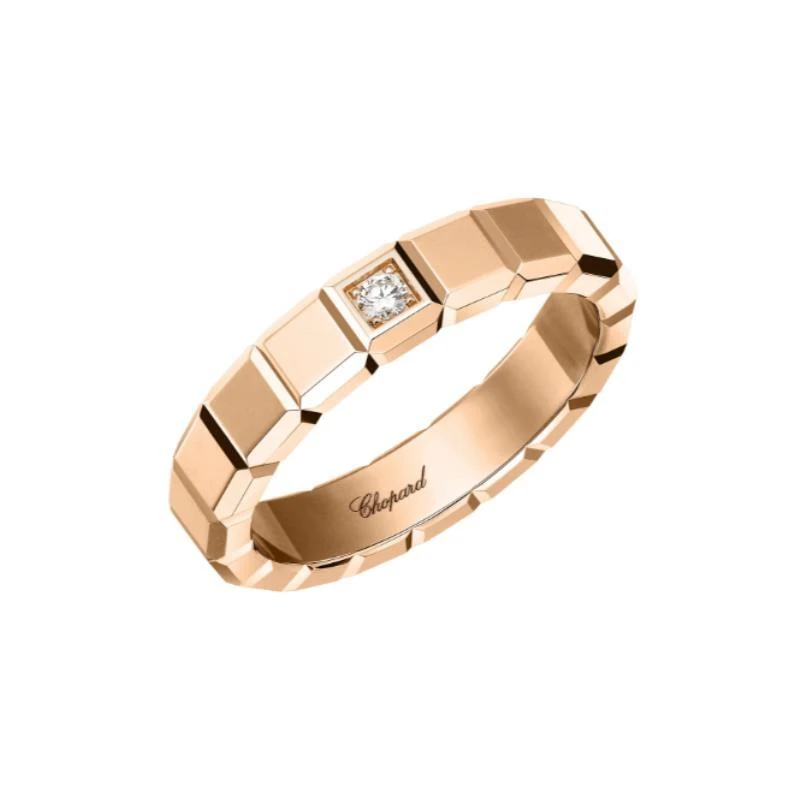 99新 Chopard/萧邦  ice cube 萧邦 18k金  单钻  宽版   戒指