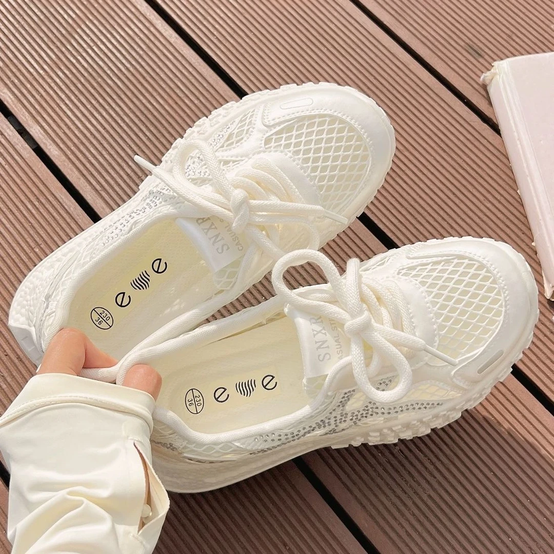 厚底小白鞋女2025夏季新款透气网面德训鞋女百搭chic配裙子休闲鞋