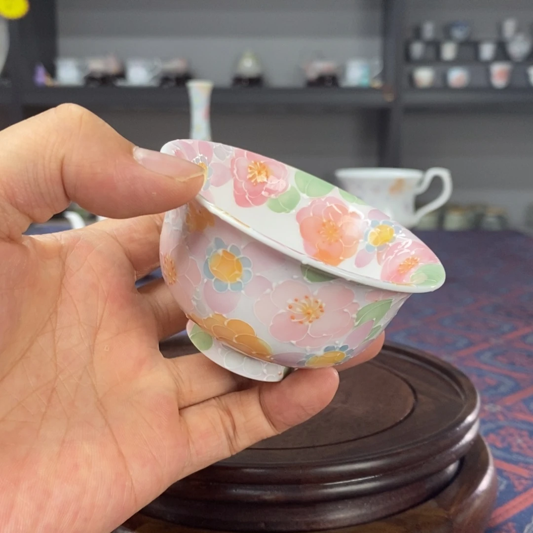 万花釉下手绘品茗杯