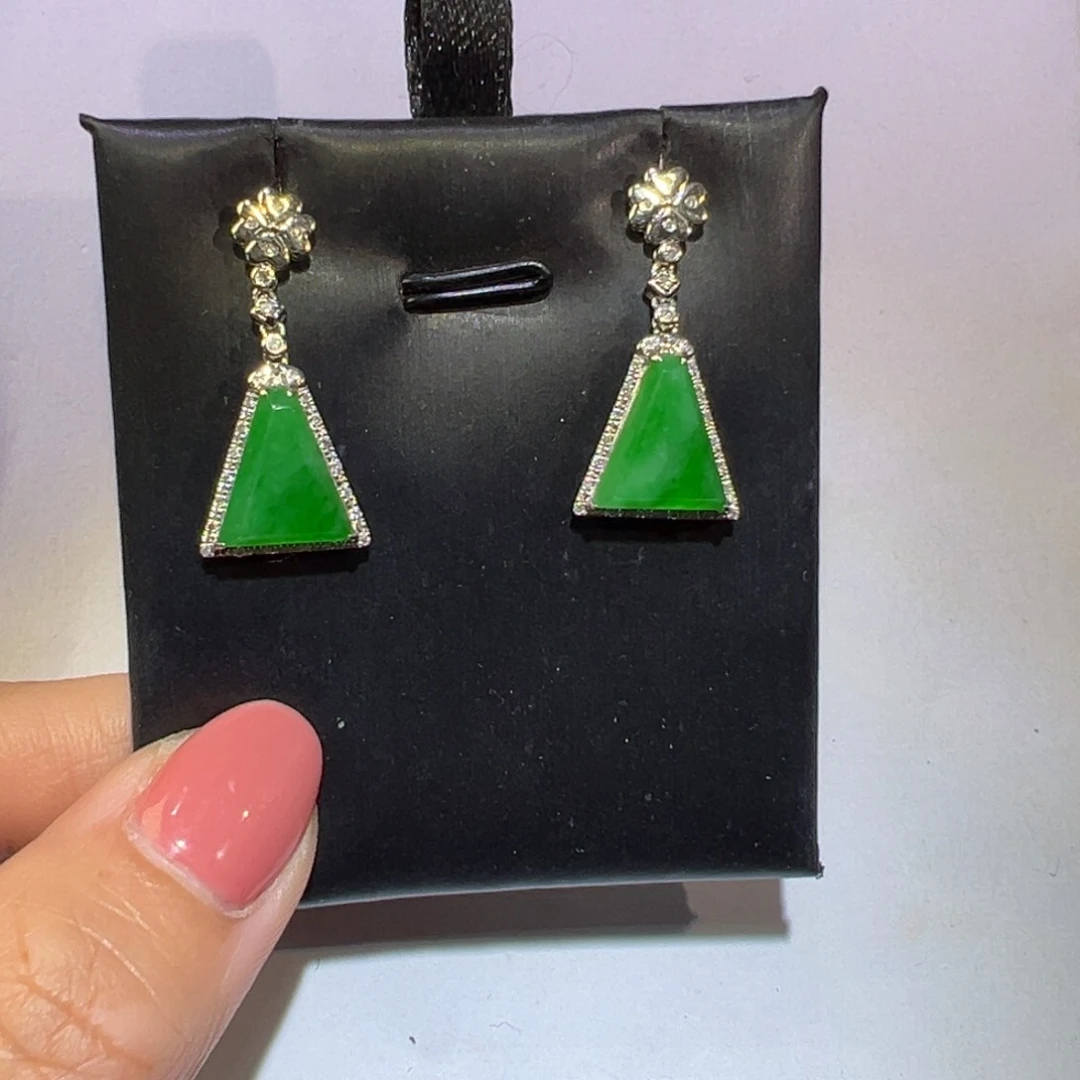 翡翠颈饰18K金镶嵌耳环