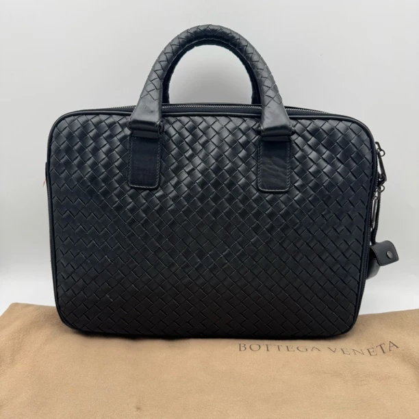 95新 BOTTEGA VENETA/葆蝶家 97新黑色编织款手提公文包/男士2692