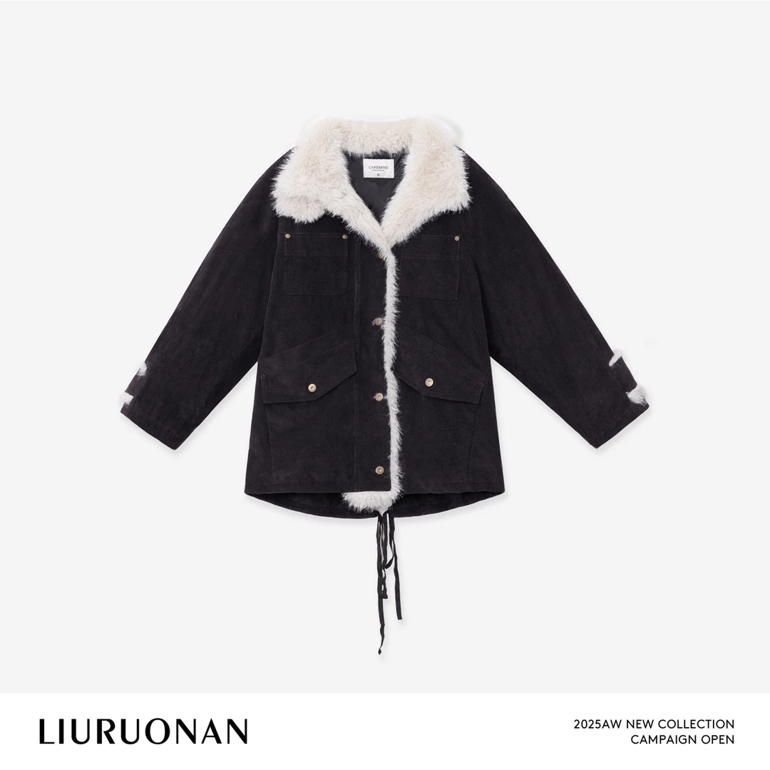 LIURUONAN | 9.28四周年【复古拼毛绒领外套】秋冬保暖又显氛围感