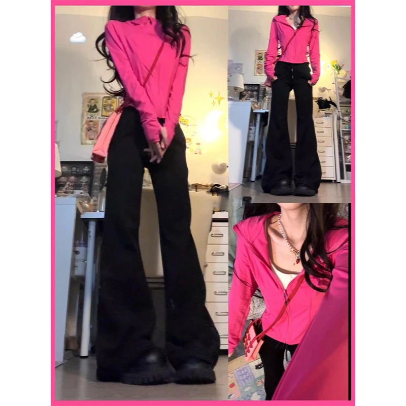 玫红色防晒衣女夏季冰丝防晒服外套2025新款穿搭女款修身瑜伽上衣