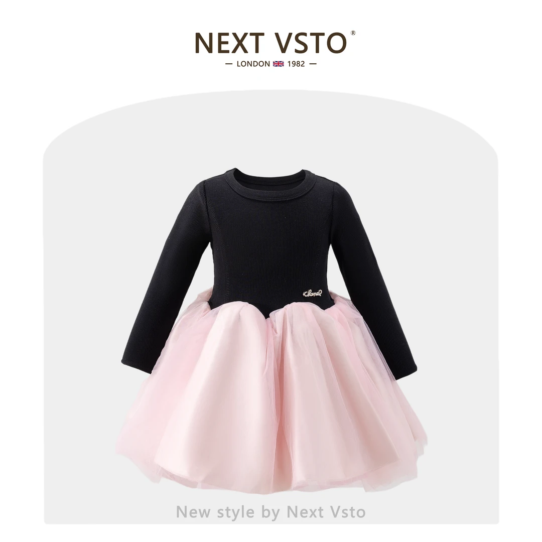 英国NEXT VSTO女童法式芭蕾公主裙秋装高级感儿童生日礼服背心裙