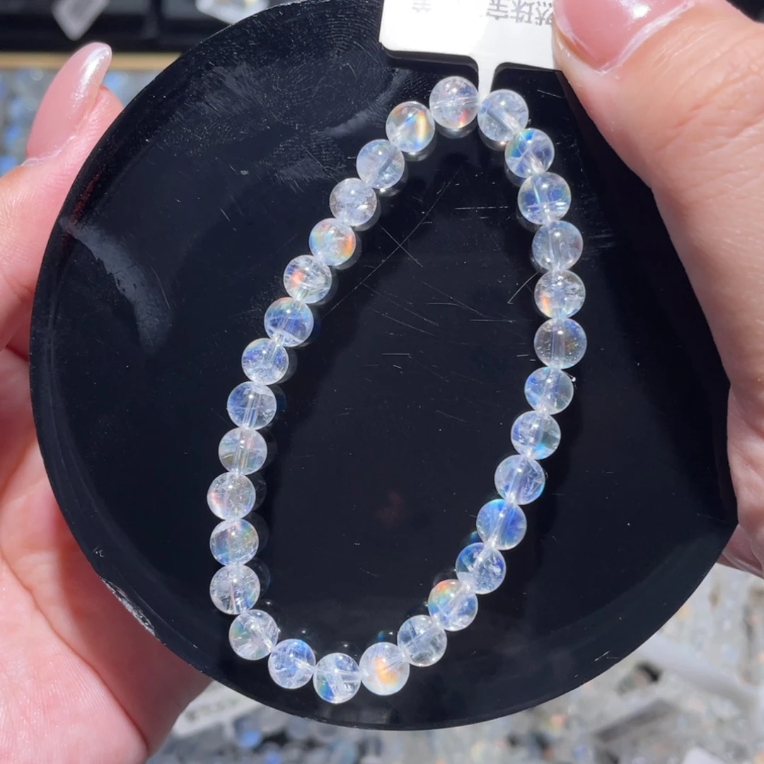 长石未镶嵌手链马岛幻彩月光石手链6.3mm