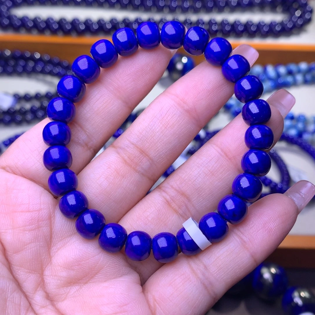 青金石未镶嵌手串8m顶级老型