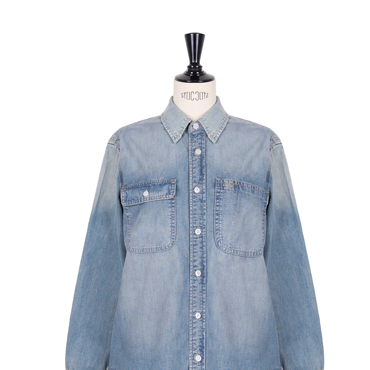 【时髦老钱风】意式渐变洗水翻领牛仔衬衫CD2167804