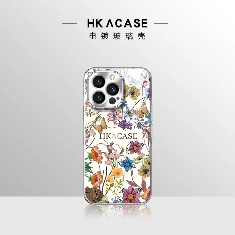 莫奈花园适用苹果vivo华为oppo小米iPhone16电镀玻璃壳手机壳