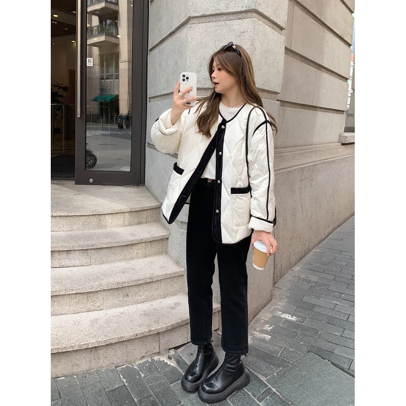 【ALINDM年终大清仓】胖mm显瘦气质上衣200斤小香羽绒服外套AS25160