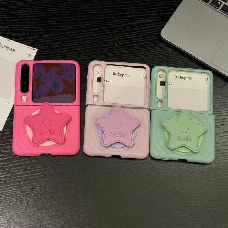 适用华为Pura X折叠屏P50pocket2手机壳撞色圈圈波漾纹磁吸皮纹星