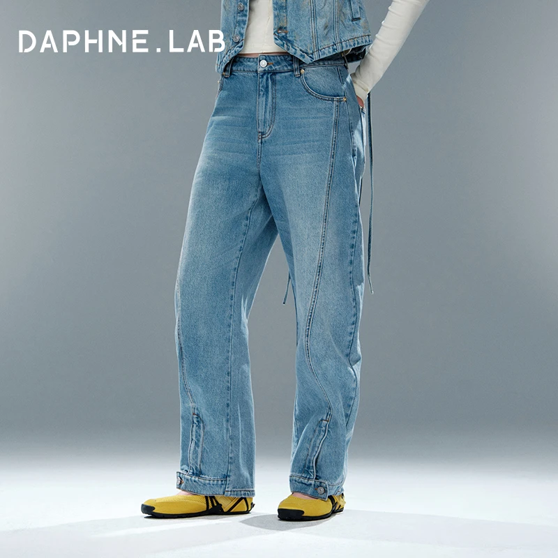 DAPHNE LAB香蕉廓形牛仔裤2025春脚口拉链设计百搭修饰腿型牛仔裤
