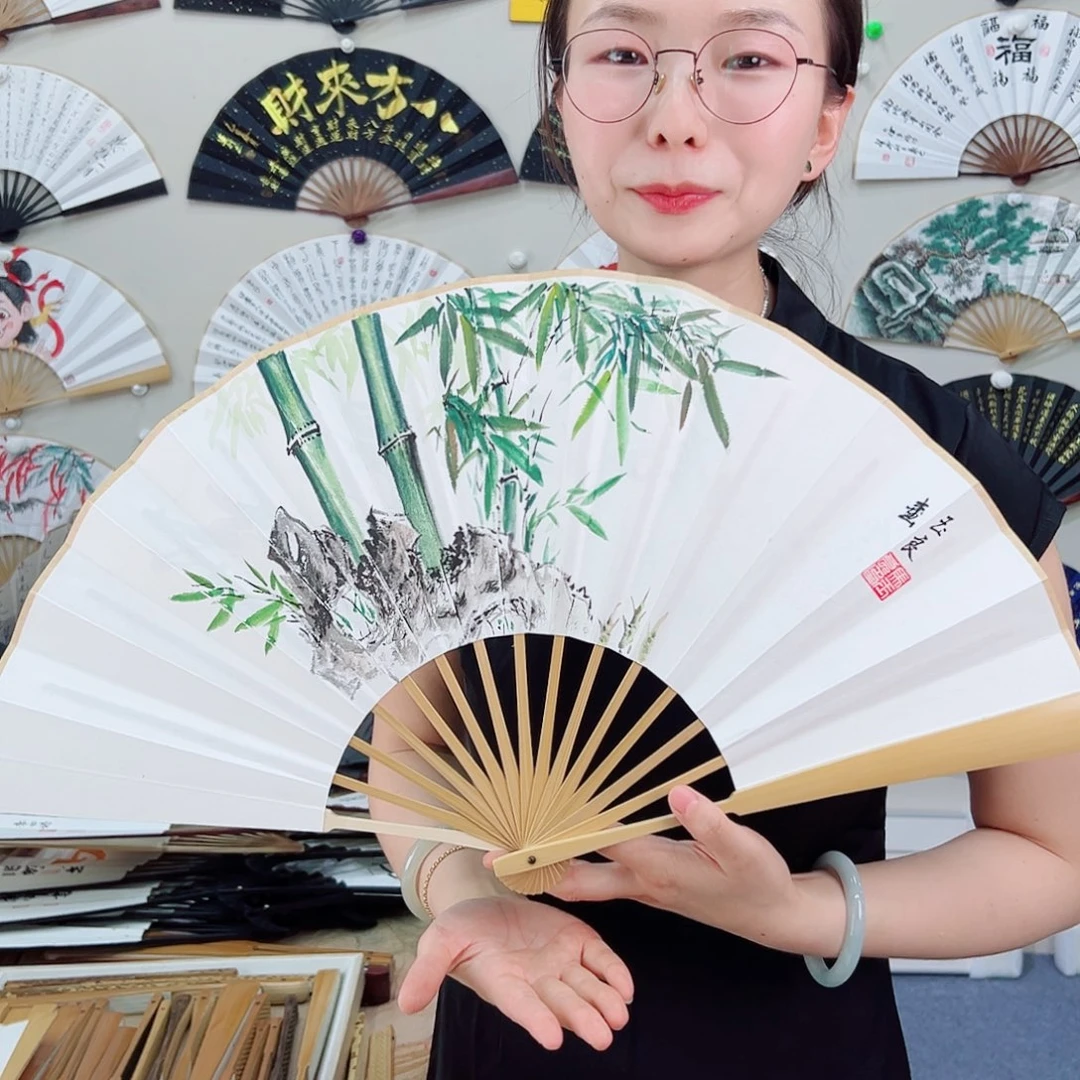 书法十寸玉竹-文玩扇-手写-粘好发出