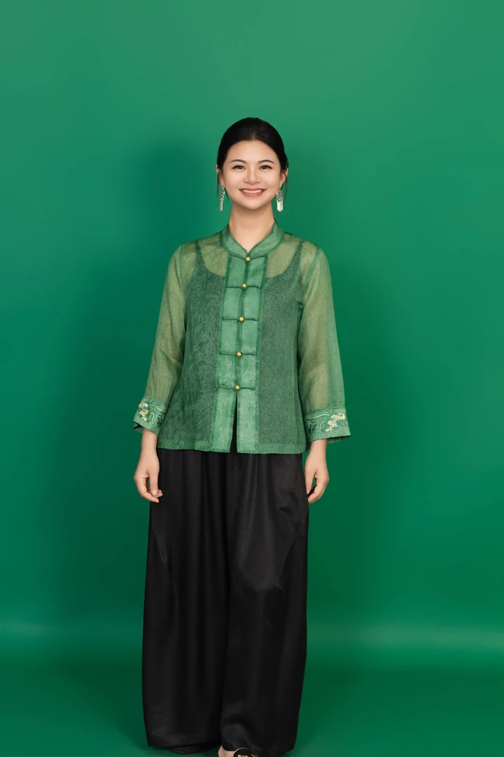 【南风】新中式国风简约夏季清凉刺绣上衣凉爽透气250503T