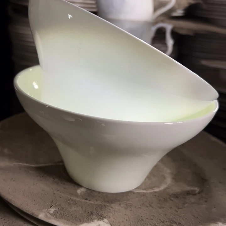 国营尾货骨瓷沙拉碗一对微瑕