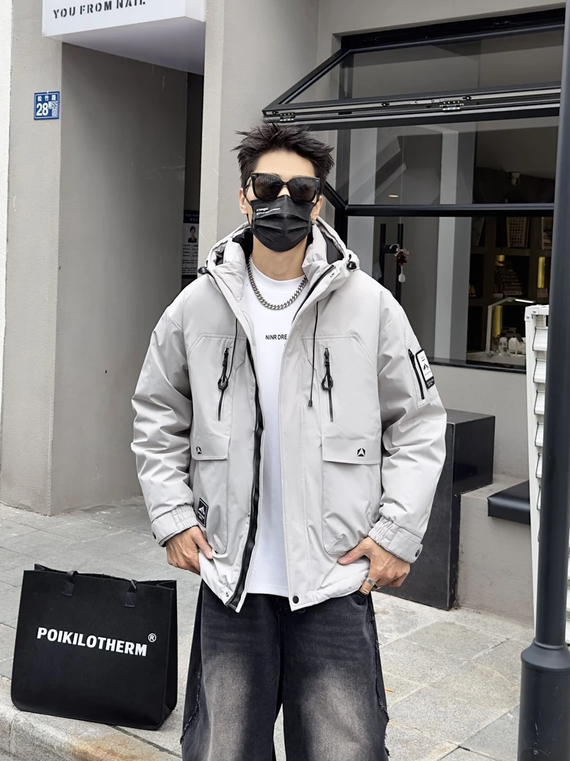 Y9920*白#【廓形结构图】情侣加厚羽绒服外套90绒