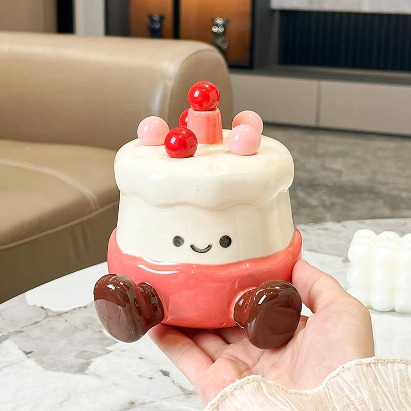 可爱蛋糕不锈钢水果叉套装餐厅家用带收纳罐儿童安全甜品叉勺