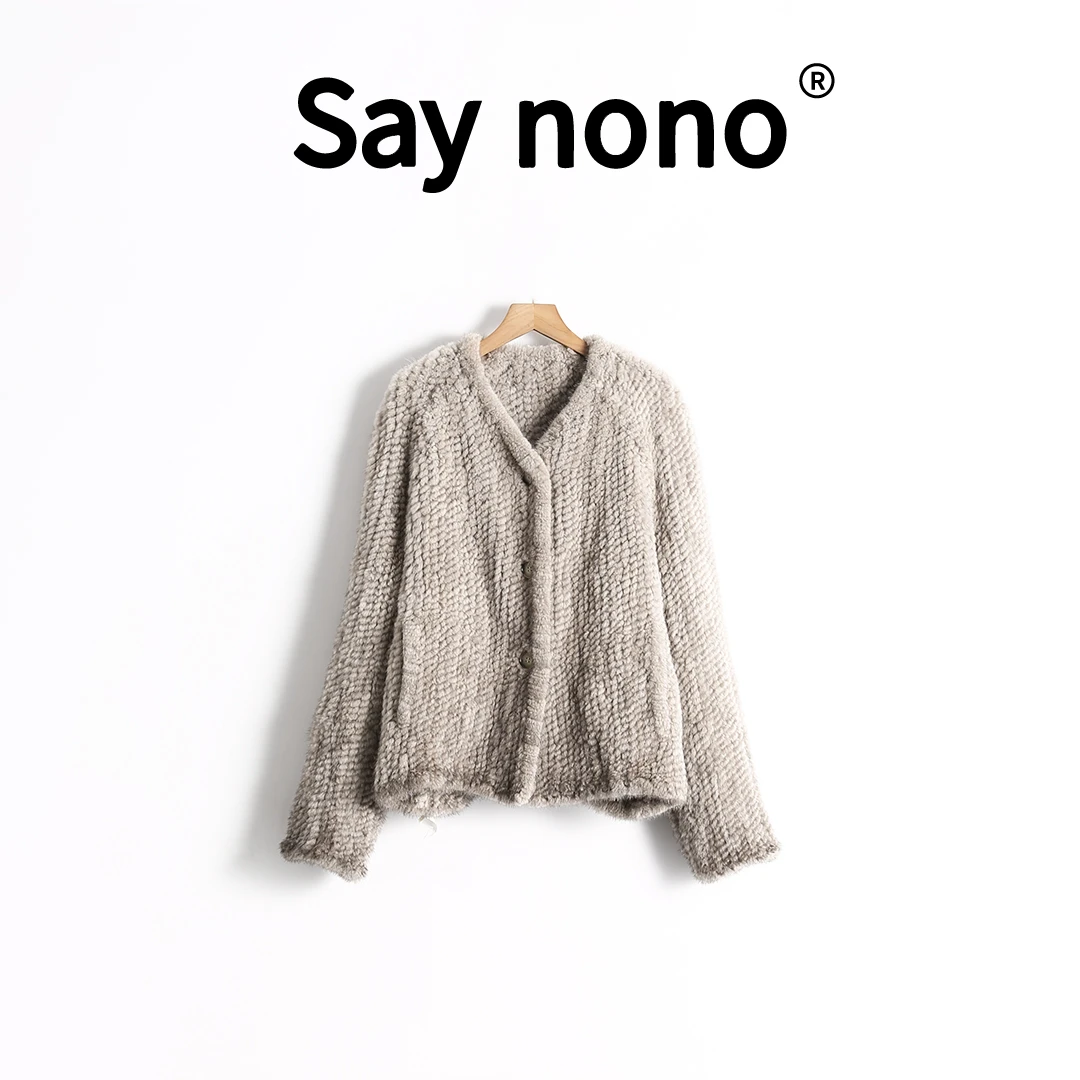 懒猫nono│Saynono 雪境奇遇＿水貂毛编织皮草外套 /XJPC250009